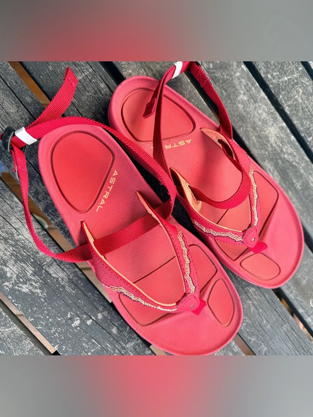 Astral Red Embroidered Strap Sandals - Picture 2 of 6